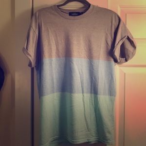 Topman grey, baby blue, aqua colorblock tee size L
